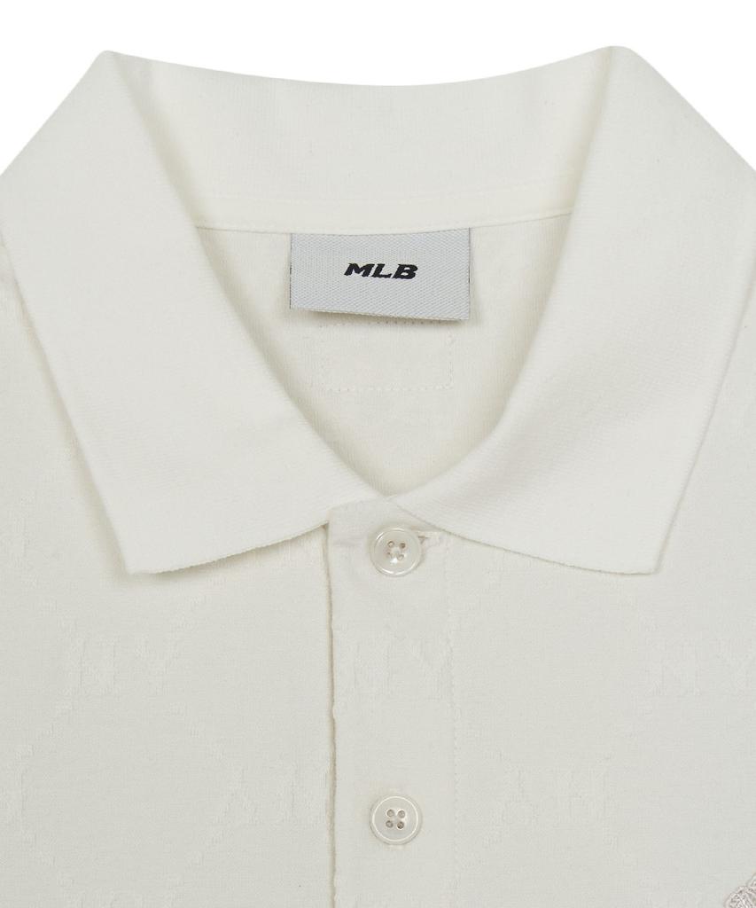 Emelbi Diamond Monogram Jacquard Collar T-Shirt Ny (Ivory)