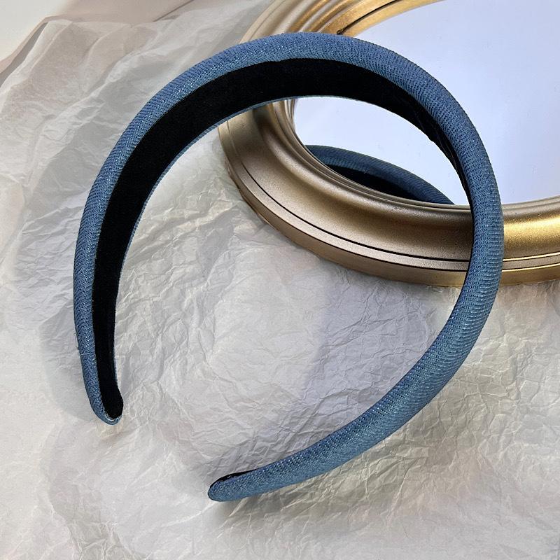3CM Vintage Denim Cloth Headband Simple Sponge Hairband for Women Girls Shopping Face Wash Headpiece Classic Denim Hair Hoop