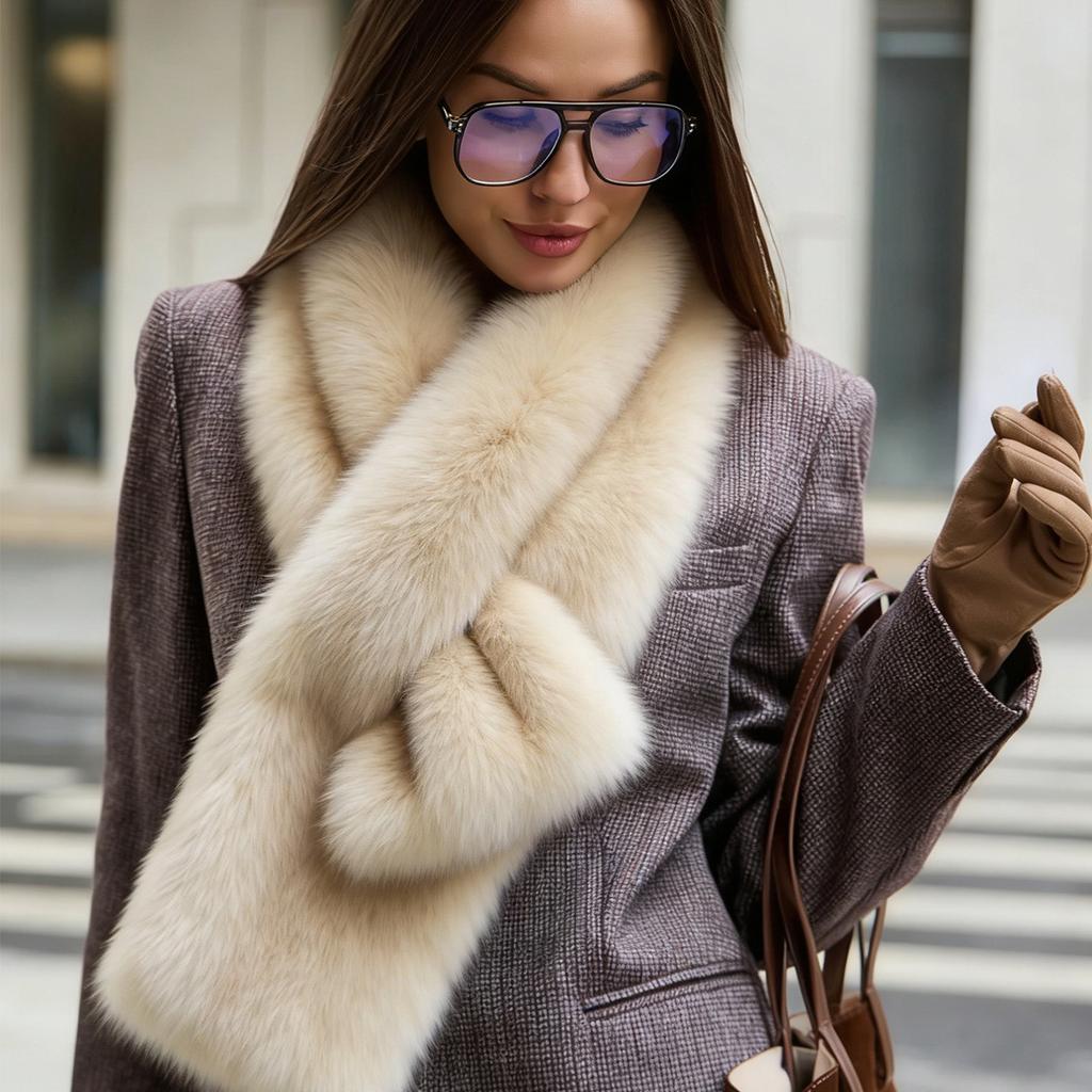 Women's Imitation Fox Fur Scarf Shawl Warm Autumn Winter Accessory Versatile Daily Wear
