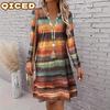 Fashion Autumn Winter Long Sleeve V-Neck Casual Dresses