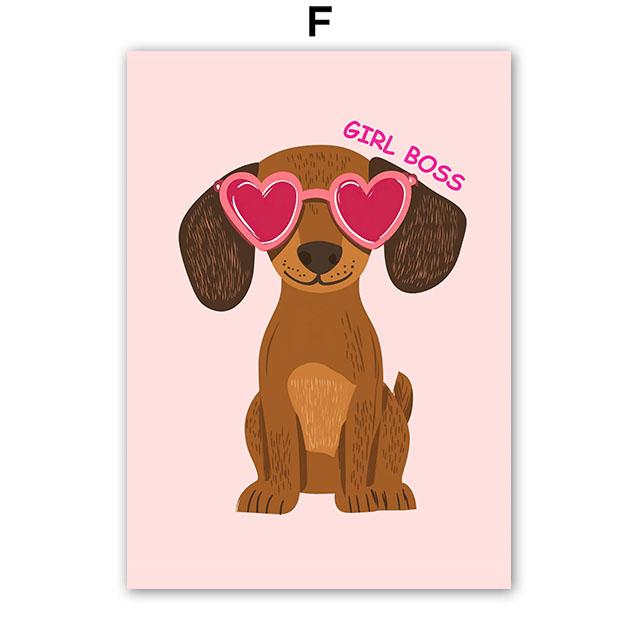 Pink Girl Lion Dog Balloon Cherry Nursery Wall Art Canvas Painting Cartoon Poster And Prints Pictures Baby Kids Room Home Decor
