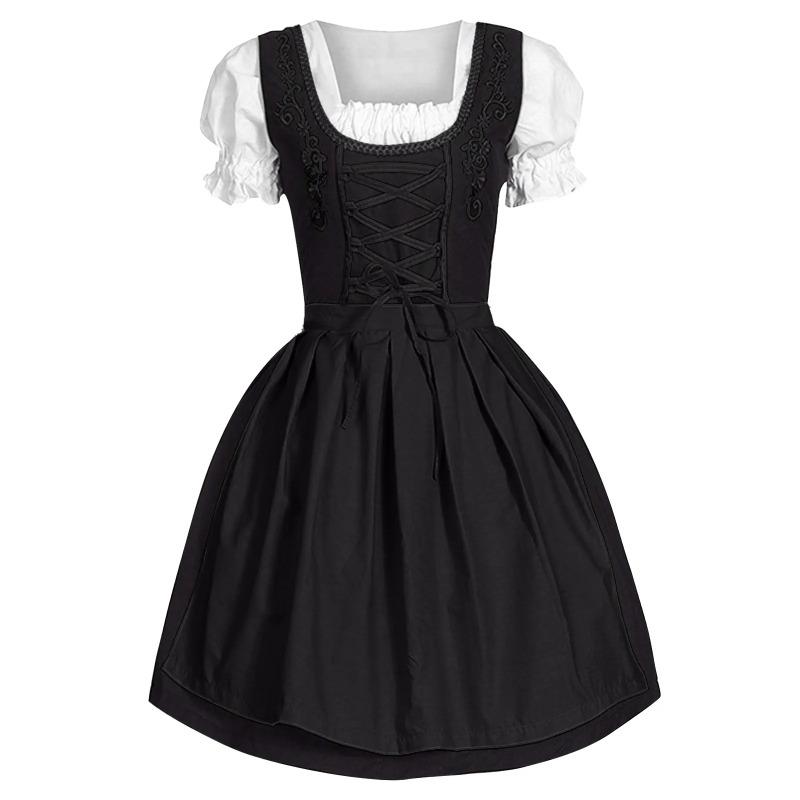 Women Dress Oktoberfest Dirndl Lace Up Festival Costume Cosplay Party Dresses