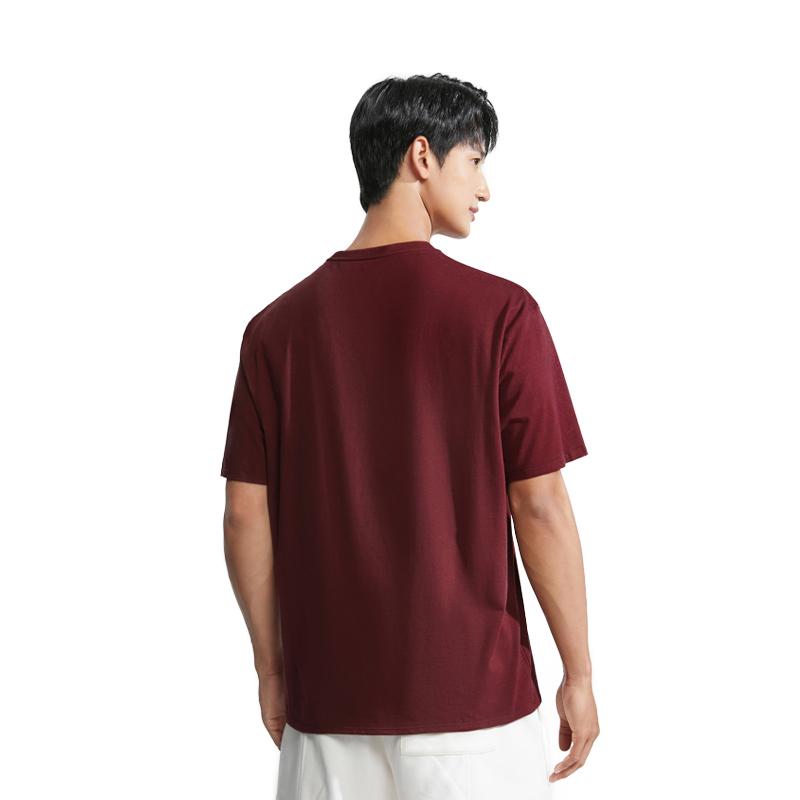 Calvin Klein SS23 Letter Print Loose Round Neck T-Shirt Men Tops Maroon 40JM886-VLP