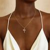 Rotatable Crown Zircon Cross Pendant Necklace Light Luxury Shiny Cross Stainless Steel Chain Choker For Women Men Prayer Jewelry
