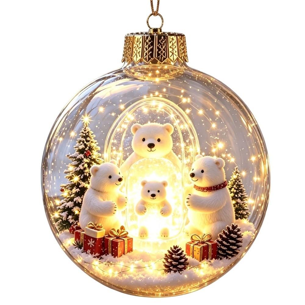 Transparent Christmas Ball Ornament 2D Flat Pattern Lightweight 3D Acrylic Pendant Compact Shatterproof Clear Sphere Bauble