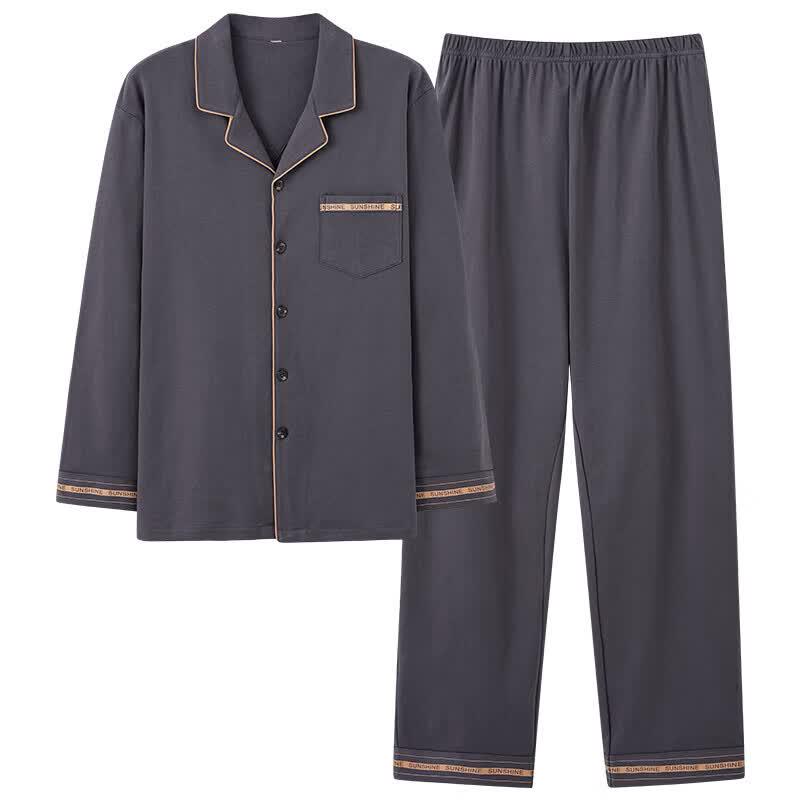 Men's Casual Cotton Blend Long Sleeve Pajama Set