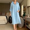 2026 Spring New Women's Clothing, European and American Foreign Trade Women's Clothing, Fashionable and Elegant Solid Color Lapel Single-breasted Dres