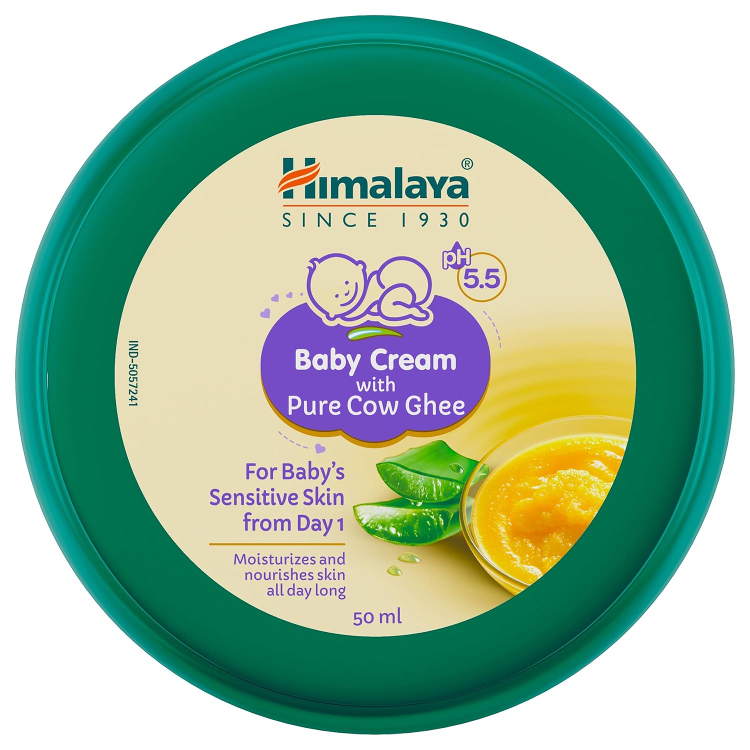 

Himalaya Baby Cream with Pure Cow Ghee & Aloe Vera Extract for Dry Sensitive Skin 50ml