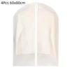 4Pcs Transparent Hanging Clothes Dust Cover Zippered Garment Bags Suit Coat Dress Waterproof Dustproof Wardrobe Storage
