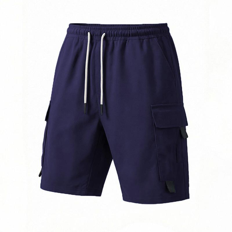 Frühling und Sommer Herren Shorts Latzhose Einfarbige Lässige Patchwork Kordelzug Mehrere Taschen Hosen