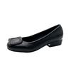 New soft leather shallow mouth medium heel single shoes women's shoes round head versatile rough heel soft leather versatile commuter work shoes