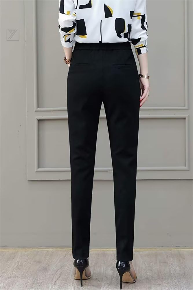 Traje Elegante Perfeito para o Escritório e Tamanhos Grandes Skinny Fit [eleitchtee] [LHT] Calças de Cintura Alta Femininas, Para o Trabalho, Senhoras, P-4GG, Emagrecedor, (Tamanho M,