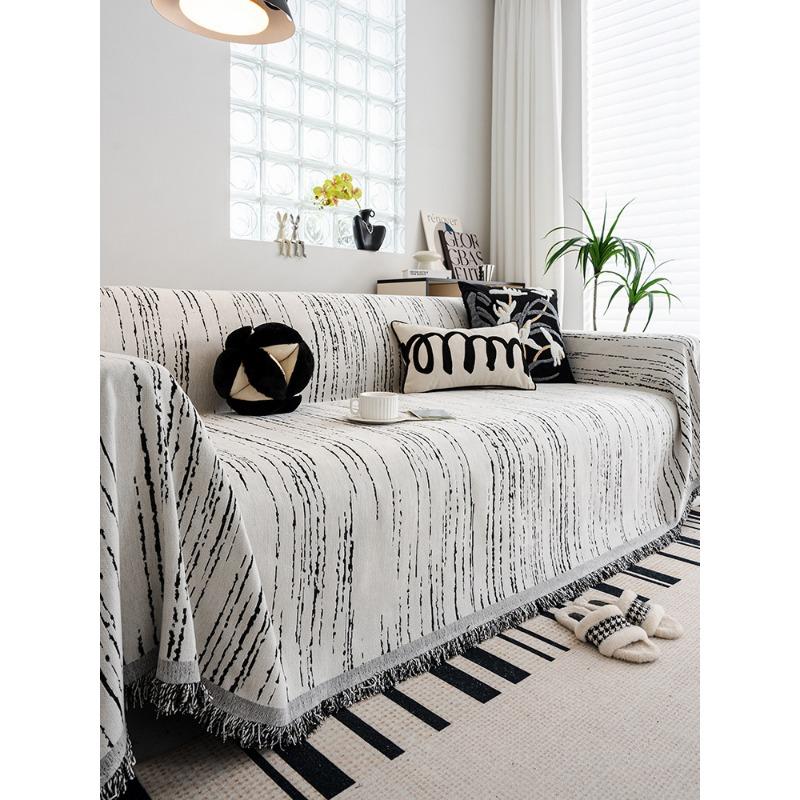 Black and White Ins Style Sofa Towel Chenille Anti-Scratching Cover Cloth All-Inclusive High-Grade Light Luxury Universal Cover Cover
