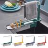 Multifunctional Telescopic Sink Caddy Drainable Kitchen Organizer with Towel Bar Expandable Sponge Soap Brush Holder