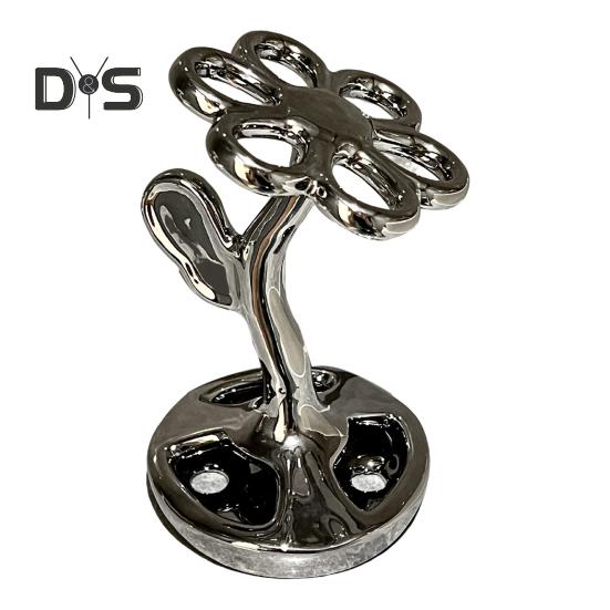 

Подставка для хранения зубных щеток, высокая устойчивость, легко чистить, компактный размер, в форме цветка, керамическая подставка для хранения, многофункциональный держатель зубных щеток серебряный