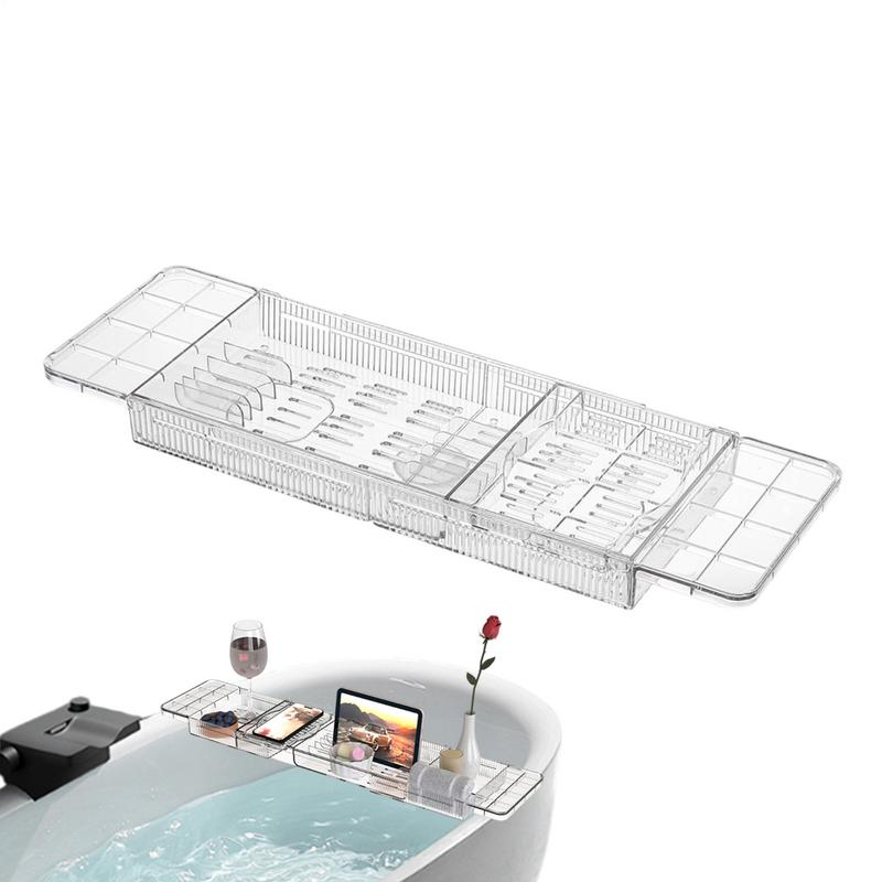 Столик-подставка для ванны Прозрачный противоскользящий поднос-органайзер для ванны Многофункциональный стеклянный поднос Просторный органайзер для ванны для планшетов United States 4780₽