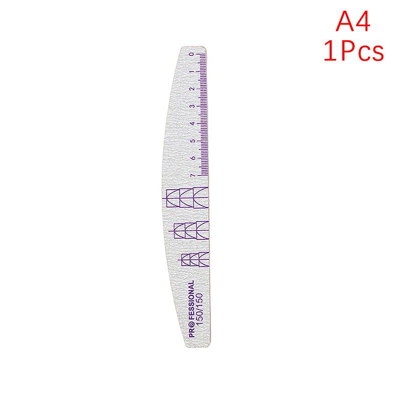 1Pcs Nail File Wooden Half Moon Wear Resist Professional Sandpaper Double With Scale Nail Files Polishing Tools