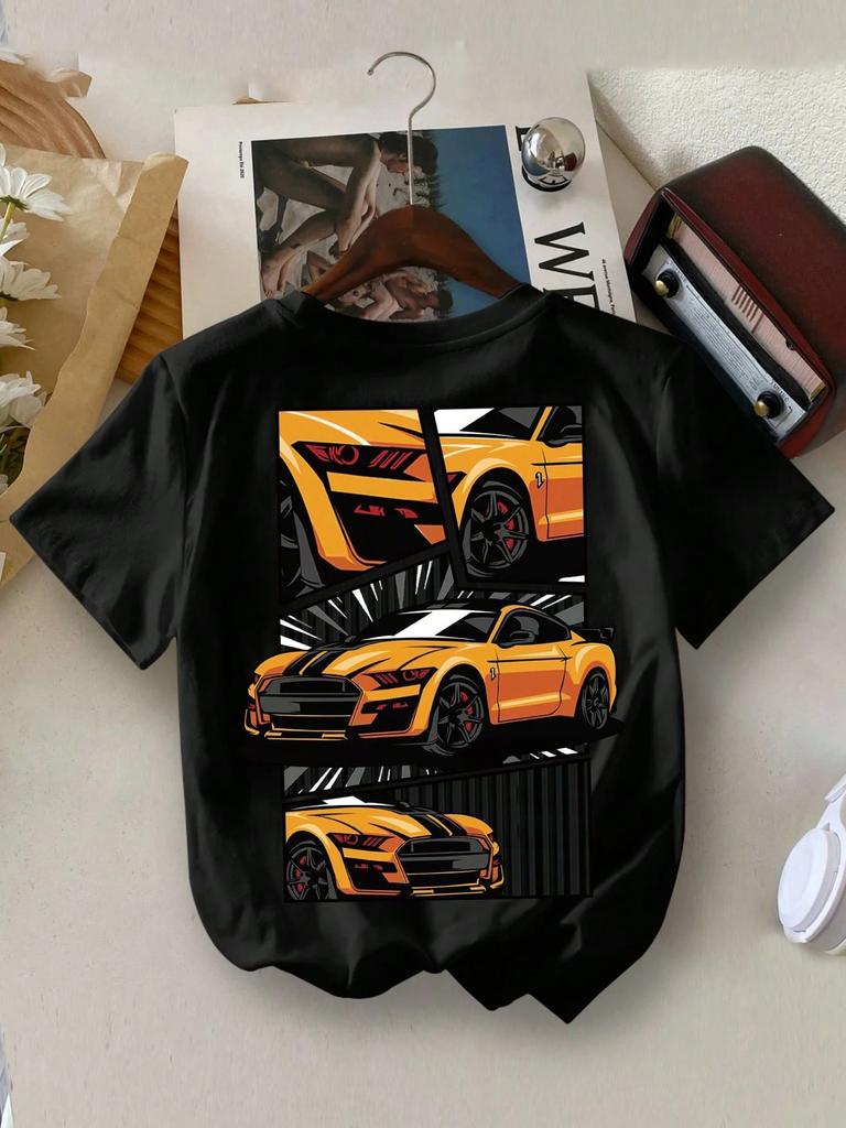New Children's T-shirt Cotton Breathable Cool Sports Car Print Children's Clothing Boys Daily Casual Short Sleeved T-shirt