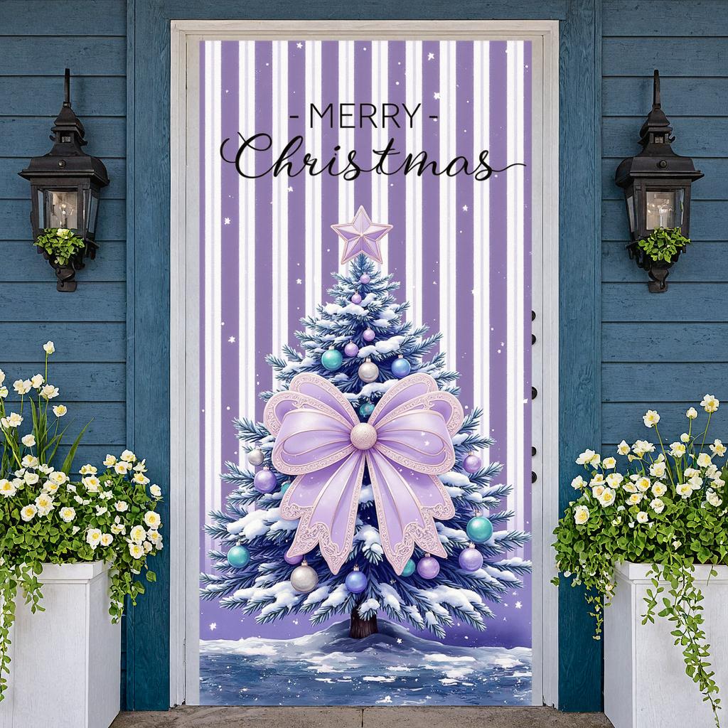 Merry Christmas Banner Purple Theme Christmas Decoration Display Christmas Banner Holiday Backdrop For Indoor Event Winter Xmas