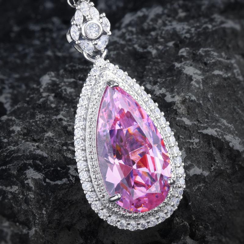 

BELLA BOX роскошный очень большой каратный розовый сверло в форме капли воды цветной набор драгоценностей подходит для женской свадебной вечеринки модные ювелирные изделия No.1