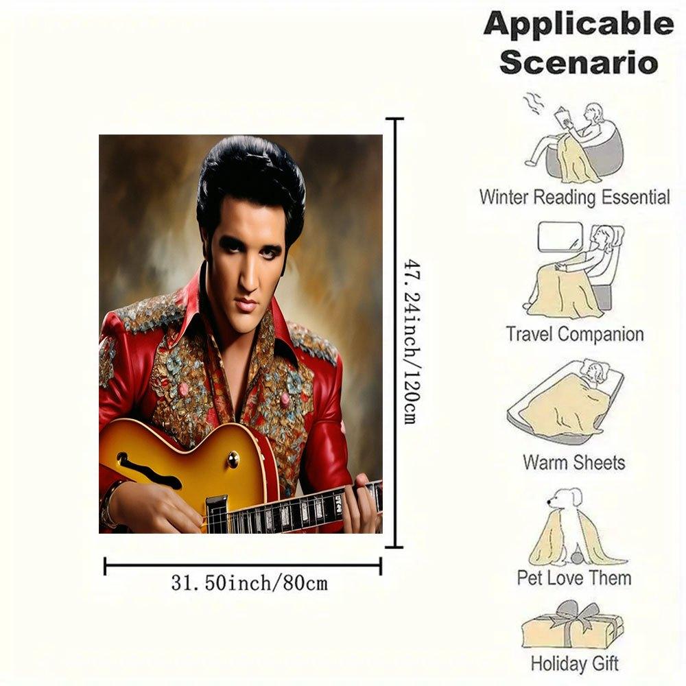 "Elvis Presley Inspired Floral Embroidered Jacket"Blanket Flannel Throw Blanket for Sofa, Bed, Travel, Camping, Office, Couch, Chair, And Be