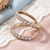 Elegant Scarf Clip Rhinestone Ring, Minimalist Double-Ring Neckerchief Slide, Decorative Durable Clasp Women Wrap Holder for Shirts Scarves Shawls