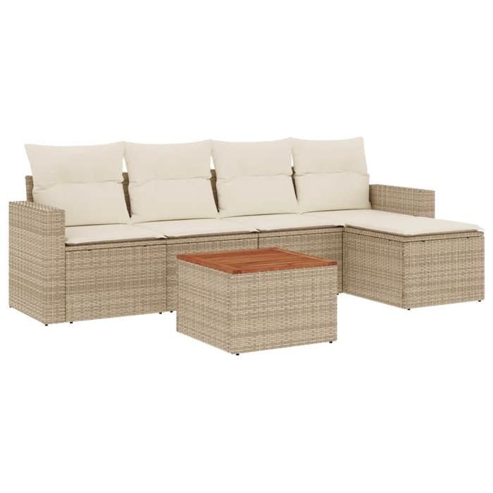 VidaXL Garden Lounge Set with Cushions 6 Pcs, Patio Sofas, Patio Furniture Set, Outdoor Furniture, Beige 3256429