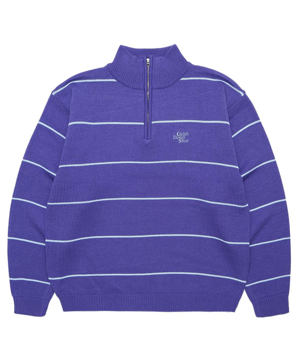 Cabisi Striped Half Zip Knit Sweater Purple(Cv2Cfuk681A) Purple/L