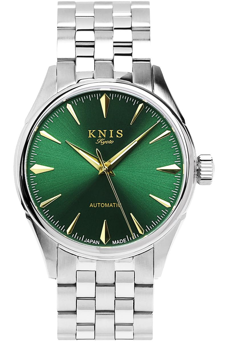 

KNIS automatic watch for sapphire stainless steel 10 ATM water mechanical (Nis) Japanese-made men, crystal, band, resistance, movement, green, синій