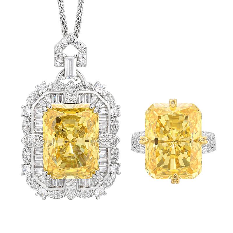 Autumn And Winter Jewelry Set Redeen Cut Yellow Diamond Pendant Set Main Stone 15 * 20