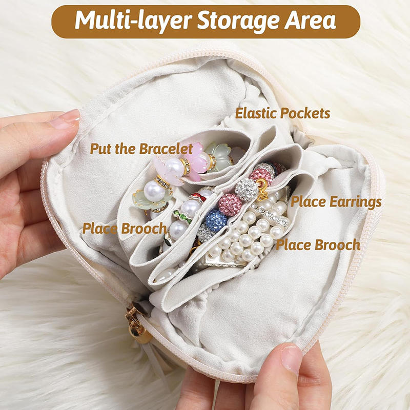 Tofsmycken Förpackningspåse PU-läder Örhängen Armband Smyckesförvaringsfodral Stor Kapacitet Organizer Mini Sminkväska Gåva