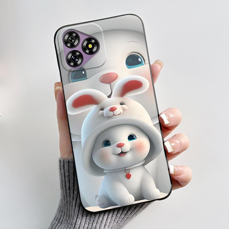 For Oukitel C53 Case Luxury Cute Love Rabbit Funny Black TPU Soft Silicone Protective Phone Case For OukitelC53 C 53 Back Cover
