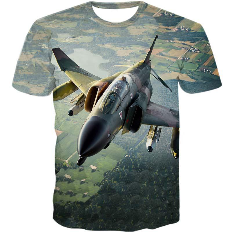Cooles 3D-gedrucktes Kampfflugzeug-T-Shirt für Herren Sommer Flugzeugfans Freizeit Sport Fitness T-Shirts Tops Kurzarm T-Shirts