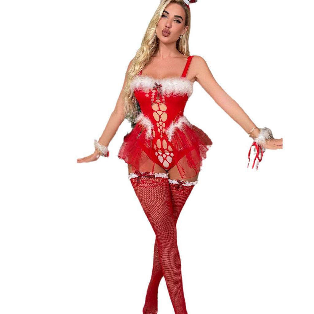 New Sexy Christmas Bunny Girl Lingerie: Tempting One-Piece Pajamas in Hot Pure Desire Style