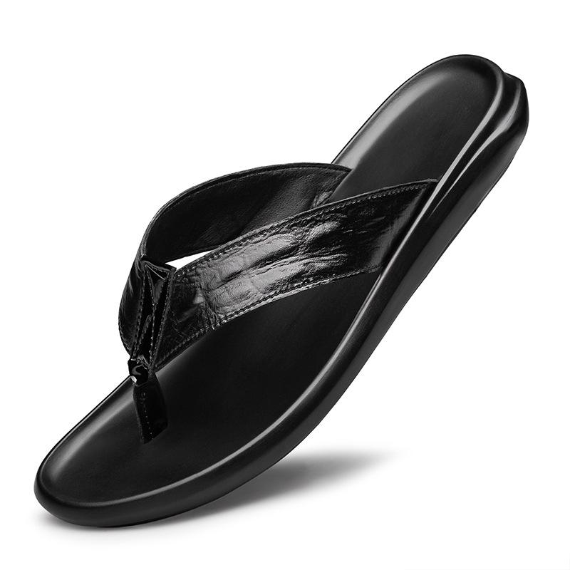 Men s Summer Beach Flip-Flops with Crocodile Pattern Cowhide 44