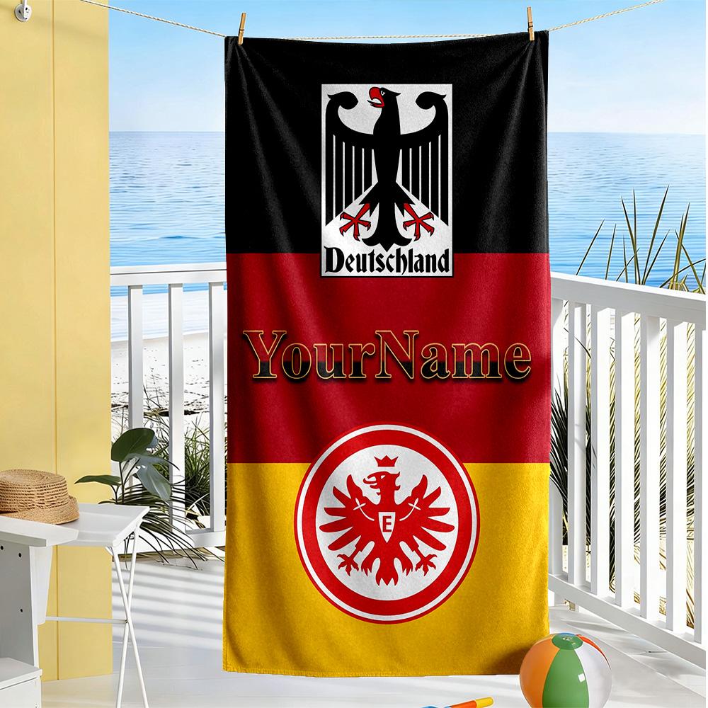 Eintracht Frankfurt Personalized Text Beach Towel Super Soft Absorbent Ideal For Travel Outdoor Swim Pool Yoga Surf Camping Hiking Gym Gift Holiday