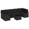 VidaXL Ensemble de canapé de jardin de 8 pièces avec coussins en rattan noir 3355312