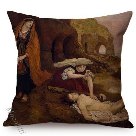 Euro Vintage Oil Painting Sofa Decoration Pillow Case Old Society Story Pattern Cotton Linen Square Cushion Cover Almofadas