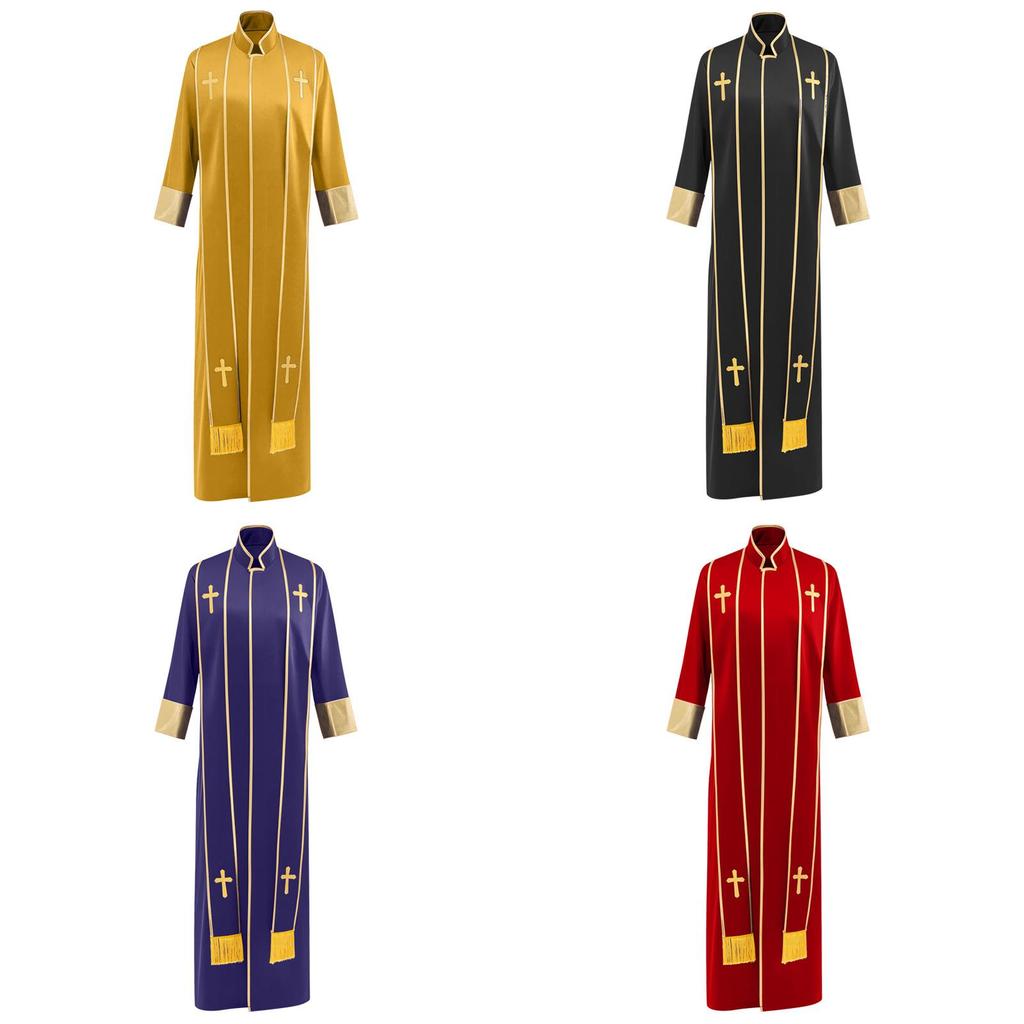 Mittelalterliches Priesterkostüm Set Mit Kreuzstickerei Für Halloween Cosplay Und Bühnenauftritte
