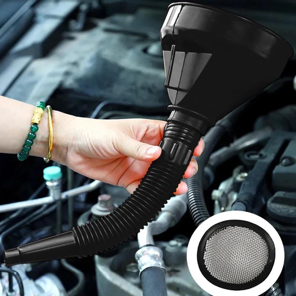 Engine Refuel Funnel Tool,Car/Moto/Truck Oil Gasoline Filling w/Strainer&Hose,Indispensable Multi-function Home Refueling Funnel
