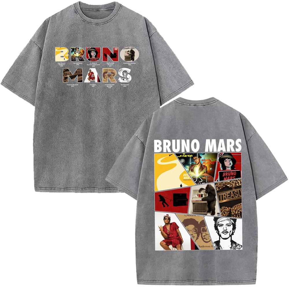Bruno Mars The RoUnisextic Tour Print Vintage Washed Tshirt Unisex Women Fashion ONeck Cotton Loose Casual Gothic Punk Tshirts