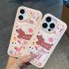 Apple 13-17 Pro Max Pink White Soft Case - Dessert Sausage Dog Design, Drop-Proof, 15p Cute