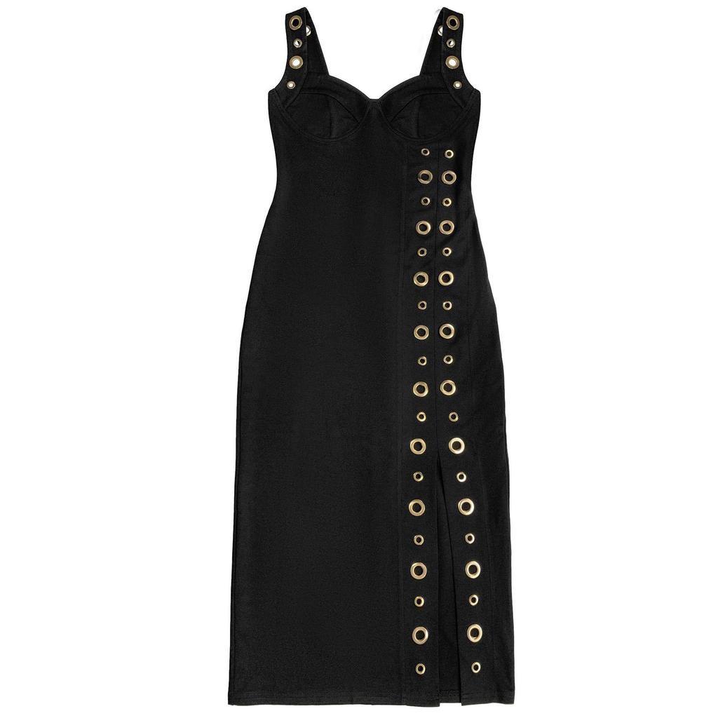 C7322 Elegant Slim-Fit Women's Dress with Button Decoration