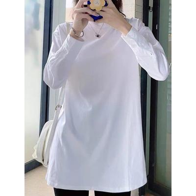 Herbst und Winter Neu Vielseitiges Weißes Innen Langarm-T-Shirt Damen Mittel und Lang Verdickt Unterhemd