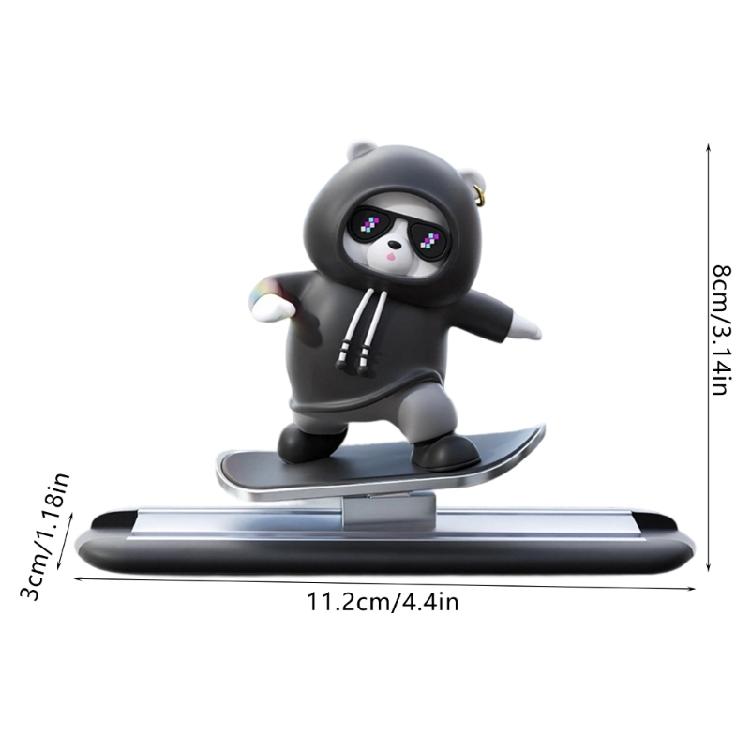 Lovely Skateboard Bear Car Interior Center Console Screen Ornaments Automatic Sliding Decoration Adhesive