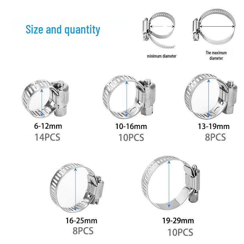 Набор из 50 регулируемых червячных хомутов для шлангов и труб