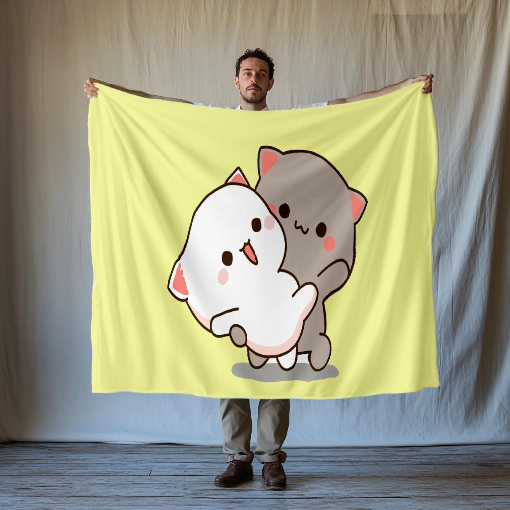 Lovely Cat Cartoon Thin Blanket Home Textile Flannel Soft Warm Throw Blanket Bedding Sofa Cover for sweethearts Kids Gift
