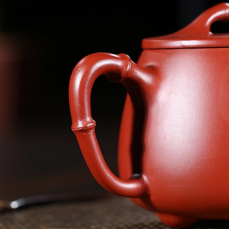 Yixing Zisha Da Hong Pao Bamboo Joint Teapot by Wang Guowang - Kung Fu Travel Tea Set.