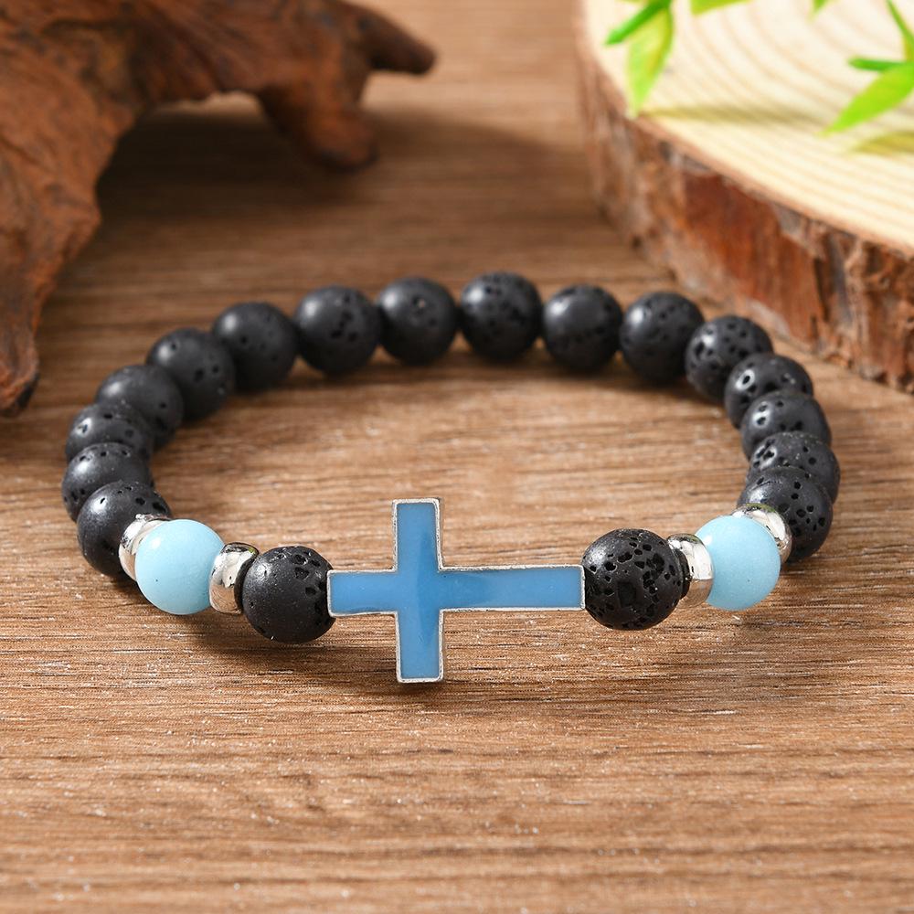 Светящийся мужской браслет-крест с камнями Аврора - Светящийся модный аксессуар