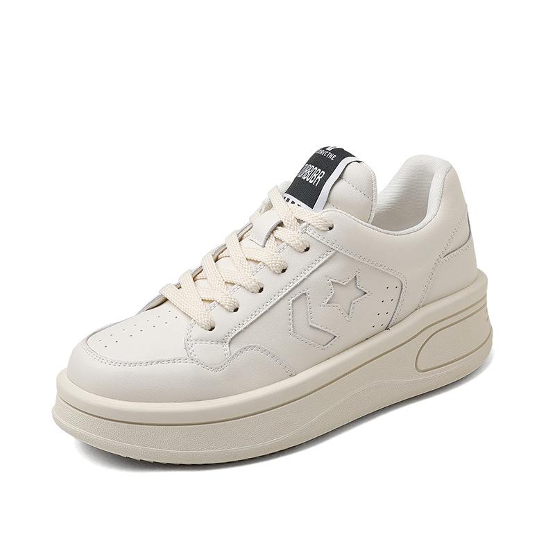 Thick-soled Sports Small White Shoes Women's Autumn and Winter New Leather Heightening and Slimming All-match Casual Dad